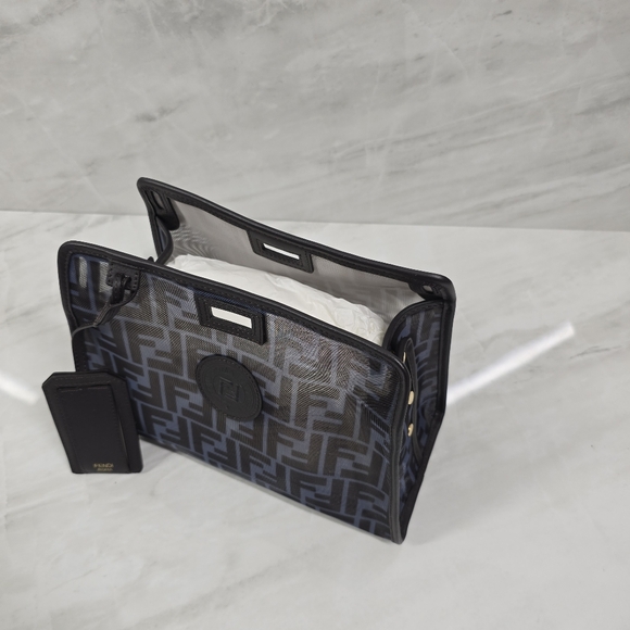 Fendi Azure/Zucca Print Black Mesh Bag - Picture 14 of 14